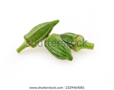 short okra, fresh Egyptian small okra isolated on white background