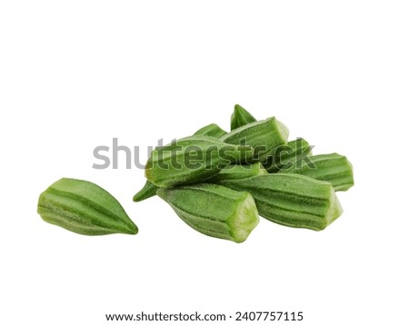short okra, fresh okra small size ready for cooking isolated on white background