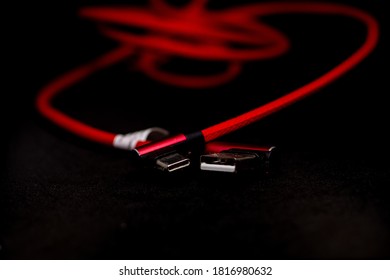 Short Red Phone Charger Cable