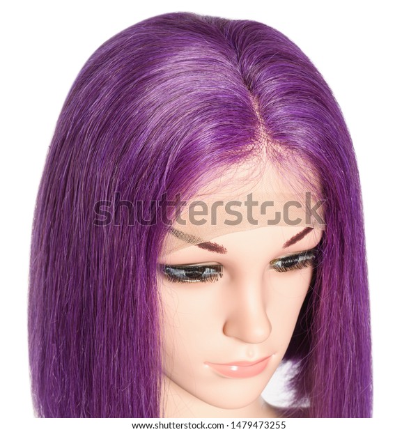 Short Straight Purple Human Hair Lace Backgrounds Textures