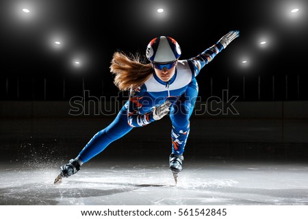 short track. athlete on ice