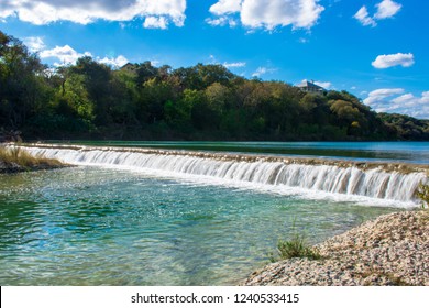 Short Waterfall At Five Mile Dam Park In San Marcos, TX