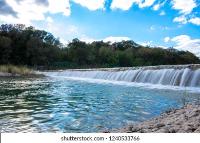 Short Waterfall At Five Mile Dam Park In San Marcos, TX