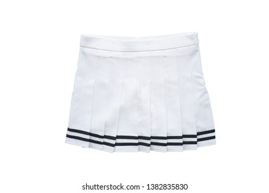 Short White Tennis Skirt Isolated On White Background.