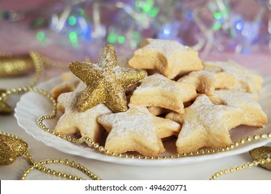 Shortbread Cookies In The Shape Of A Star.