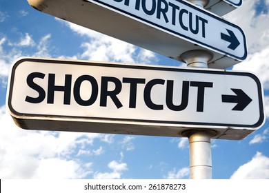 Shortcut Direction Sign On Sky Background