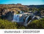 Shoshone Falls on the Snake River carving through a deep Basalt Canyon in Magic Valley, Twin Falls, Idaho, USA