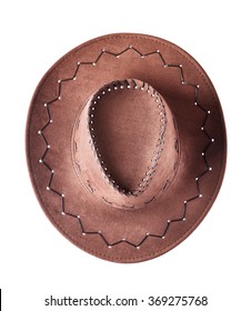 Shot From Above Cowboy Hat Isolated On White Background