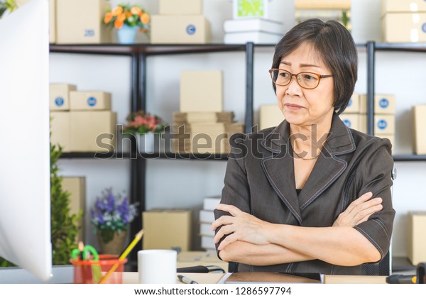 Shot Asian Senior Businesswoman Short Hair Stock Photo Edit Now