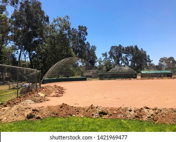 A Shot Of A Baseball Field That Is Closed For Maintenance.