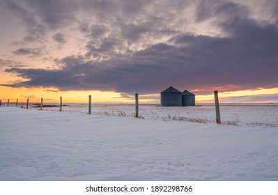 Shot Of Beautiful Saskatchewan Winter Sunset