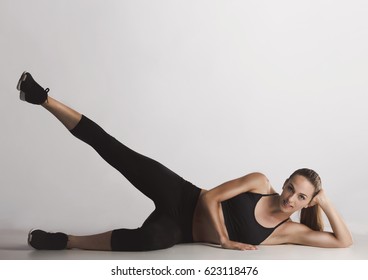 Shot Of A Beautiful  Young Woman Making A Glutes Workout 