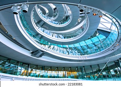 Shot from below of big elliptical stairway