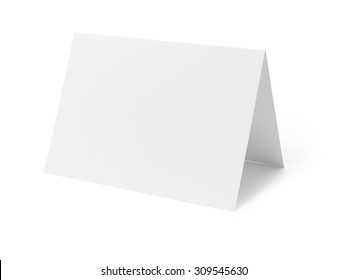 Shot of a blank greetings card on a white background with natural drop shadow. Left plain, clean and empty for the designer to add their own message. 