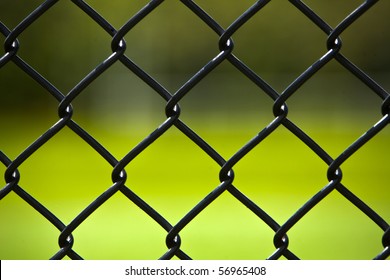 Shot Of Chain Link Fencing At The Ball Park