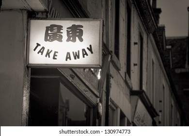 Shot Of A Chinese Take Away Sign