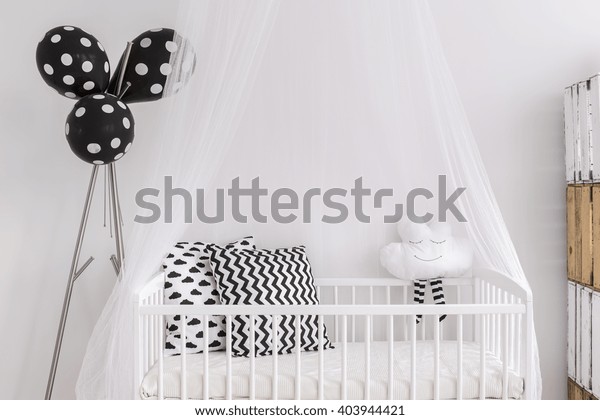 Shot Crib Modern Black White Baby Stock Image Download Now