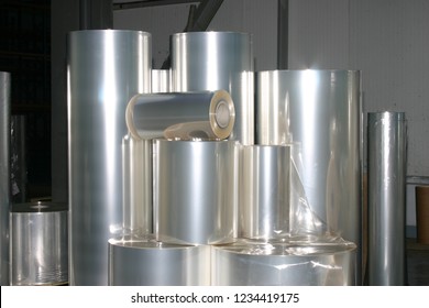 A Shot Of Different Sized Plastic Foil Rolls