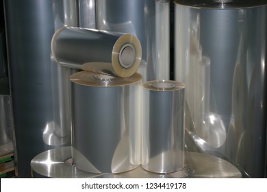 A Shot Of Different Sized Plastic Foil Rolls