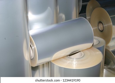 A Shot Of Different Sized Plastic Foil Rolls