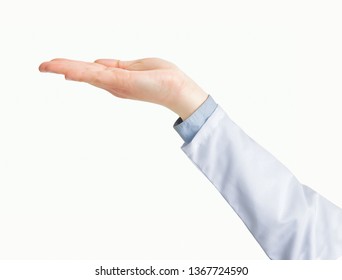 Shot Of A Doctor Hand With Palm Up In A White Isolated Background