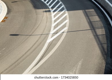 Shot Of An Empty Road, Street From Above On A Sunny Day.