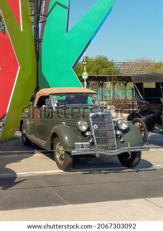 shot of a Ford 1935 Cabriolet convertible  Expo Fierros 2021 classic car show  Copyspace