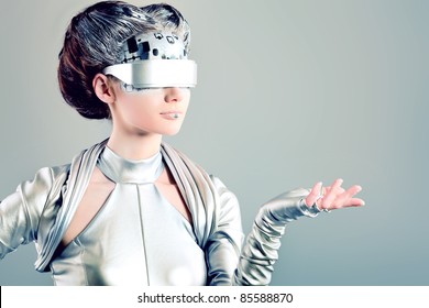 Shot Of A Futuristic Young Woman.