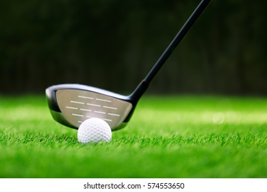 Shot Of Golf Ball With Golf Club