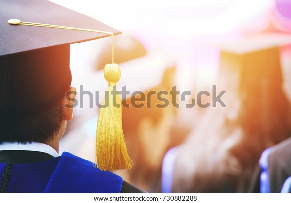 shot of\
graduation hats during commencement success graduates of the\
university, Concept education congratulation. Graduation Ceremony\
,Congratulated the graduates in University.\
