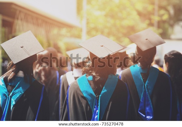 shot of graduation hats during commencement\
success graduates of the university, Concept education\
congratulation. Graduation Ceremony ,Congratulated the graduates in\
University during\
commencement.