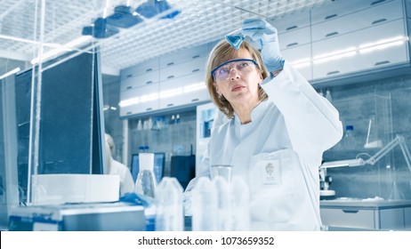 Shot of High Tech Ultra Modern Laboratory with Senior Womsn Scientists Conducting experiments and Mixing Chemicals. - Powered by Shutterstock