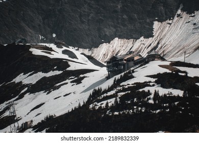 A Shot Of The House On A Snowy Hill In The Alaska Anchorage