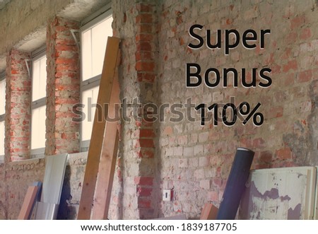 shot of a house with work in progress, concept of super bonus 110% 