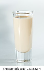 Shot Of Irish Cream Served Isolated On A White Background