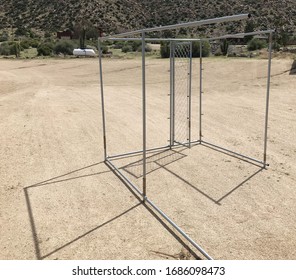 A Shot Of A Large Chain Link Dog Kennel In The Process Of Being Built.