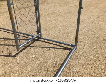 A Shot Of A Large Chain Link Dog Kennel In The Process Of Being Built.