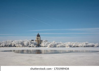 Shot Of Legislative Building In Wascana Park, Regina SK Canada