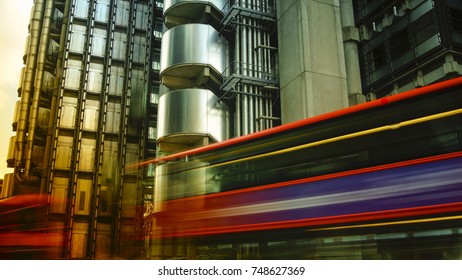 Shot of Lloyds building in London, England.Long exposure.
