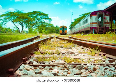 Shot Looking Down Tracks Train Platform Stock Photo (Edit Now) 373800688