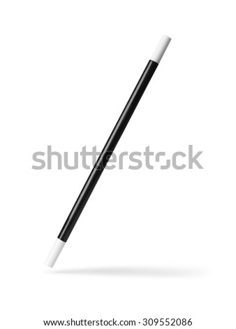 shot of a magic wand suspended in thin air with a drop shadow and clipping path isolated on a white background. 