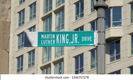 Shot Of Martin Luther King, Jr. Street Sign In Washington, D.C. (U.S.A) Photographed On February 28, 2019.