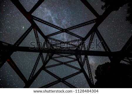 Shot Milky Way Railroad Trestle Foreground Stock Photo Edit - 