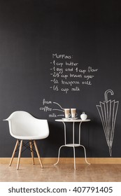 Shot Of A Modern Room With A Chalkboard Wall