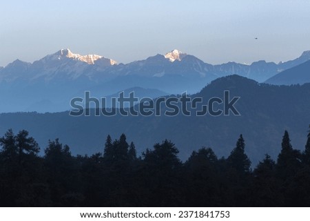 Shot of Morning Himalayas And A Helo 