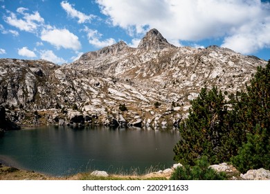 Shot Of A Mountain And A Lake. Depth Of Field