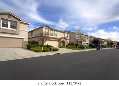 Shot Of A Northern California Newer Residential Neighborhood.