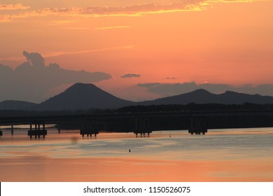 Shot Of Pinnacle Mountain At Sunset, Little Rock, AR 