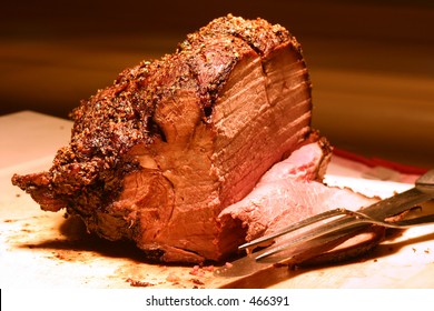 Shot Of Prime Rib At A Buffet Table. Shallow DOF.