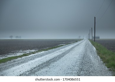 A Shot Of A Road On A Foggy Day During Missouri River Flood In 2019